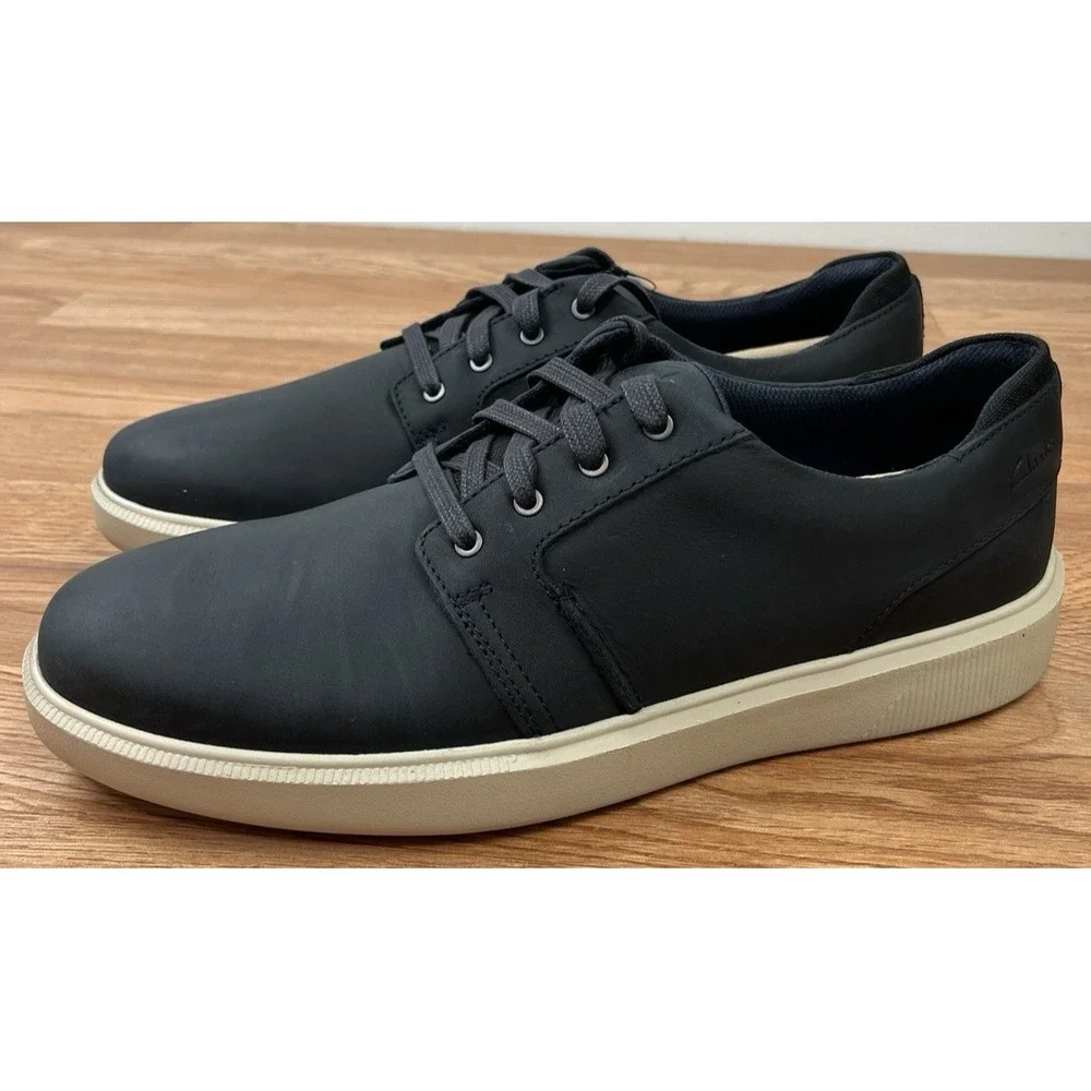 Clarks Brodin Seam Leather Sneakers Navy Blue Men's Size 11.5 NEW